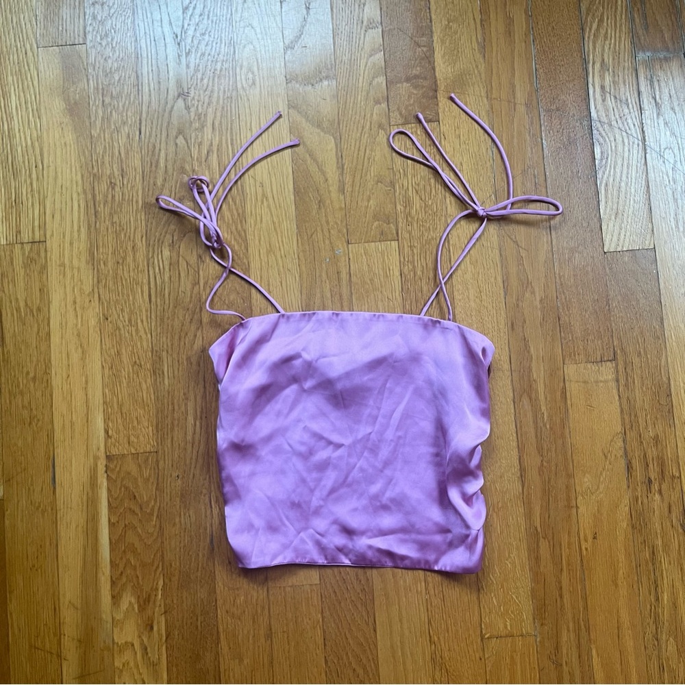 Urban outfitters pink tie strap satin tank top XS